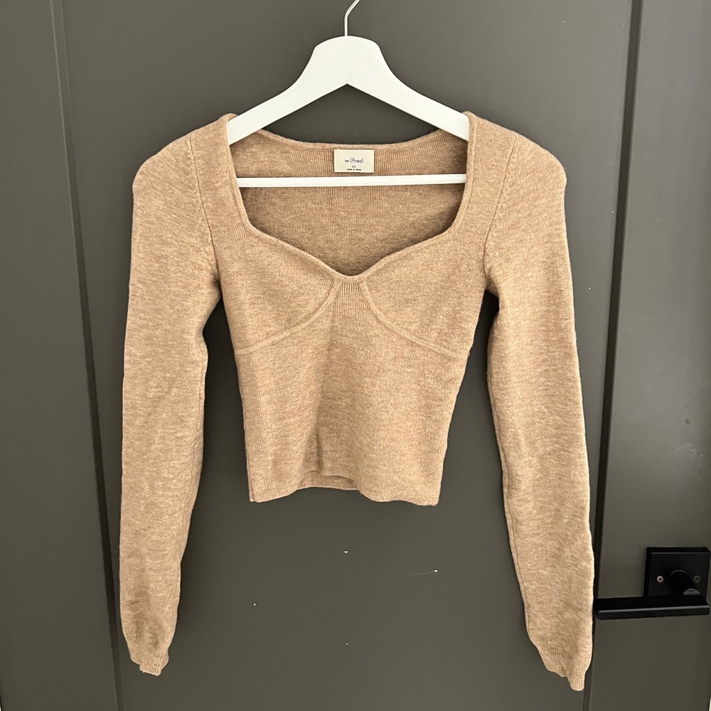 Aritzia Knit Crop Top Camel Color Size XS